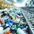 Reciclaje industrial de plástico, mallas metálicas