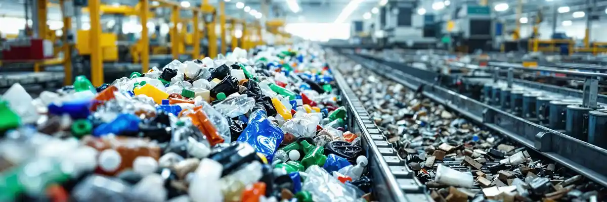 Reciclaje industrial de plástico, mallas metálicas